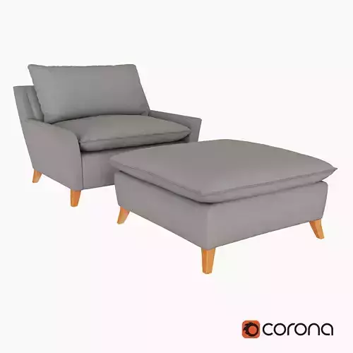 West Elm Bliss Down-Filled Chair-and-a-Half 3D model