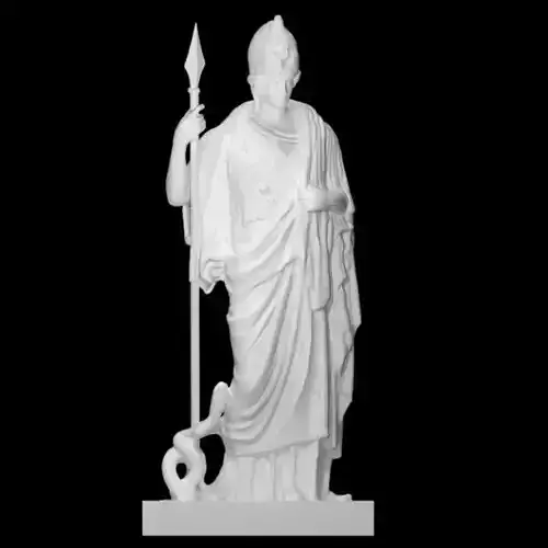 Minerva statue of greek god holding spear Free 3D print model