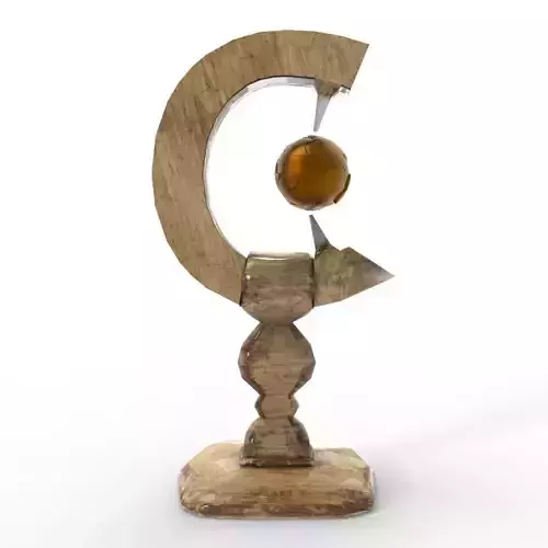 FONT G wooden sculpture with ball on top