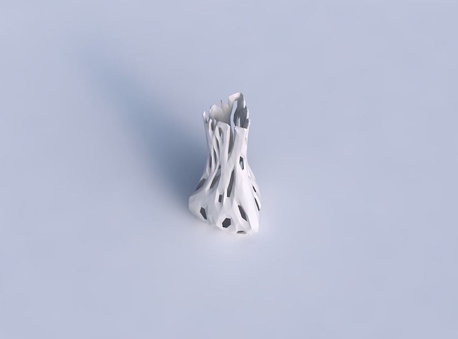 Vase puffy triangle with faceted cuts 3D print model_1