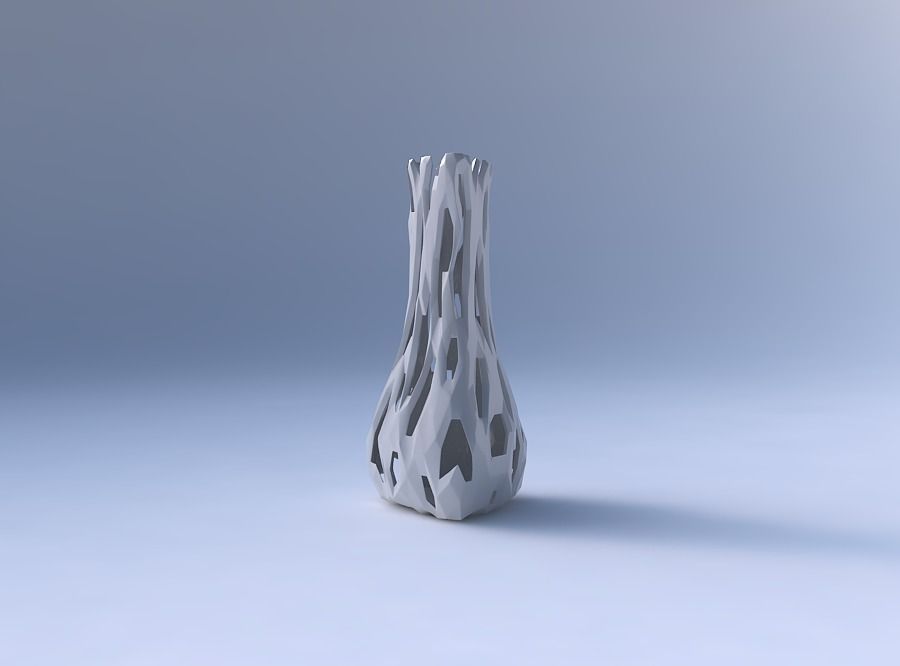 Vase puffy triangle with faceted cuts 3D print model_4