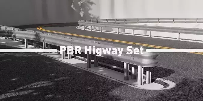 Pbr - Highway Set road with bridge