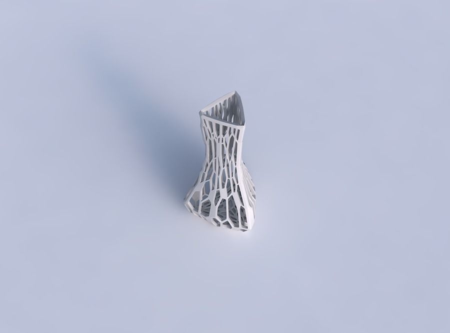 Vase puffy triangle with faceted organic lattice 3D print model_1