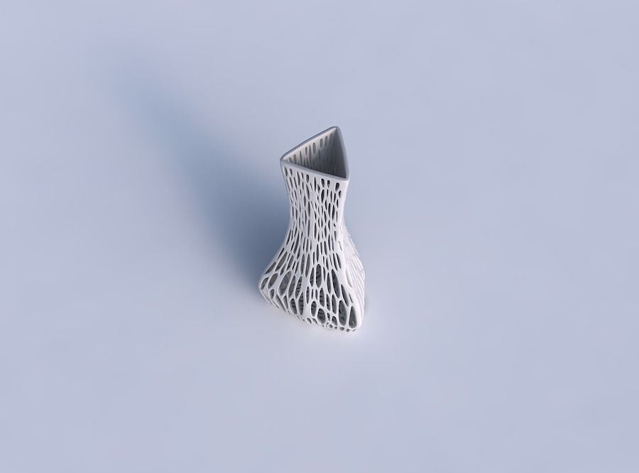Vase puffy triangle with organic lattice and twisted thickness 3D print model_1