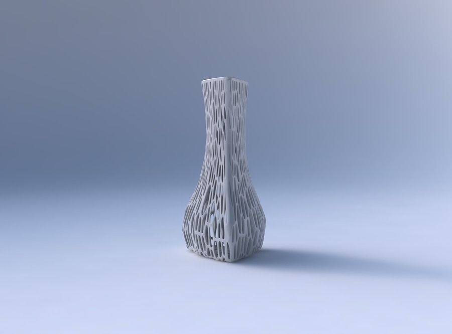 Vase puffy triangle with organic lattice and twisted thickness 3D print model_4
