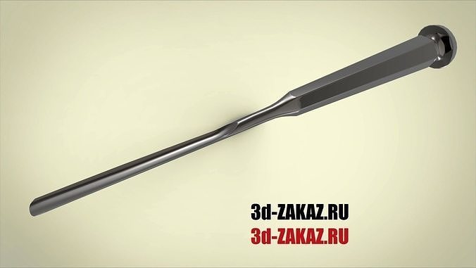 The chisel with a hexagonal handle is grooved 3D print model