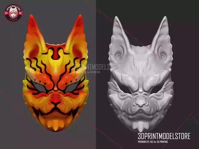 Japanese Kitsune Fox Mask - Tailed Demon  Cosplay Halloween 