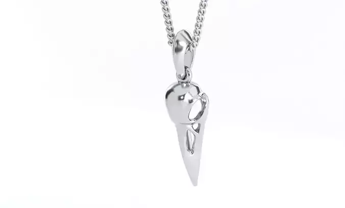 raven skull silver pendant