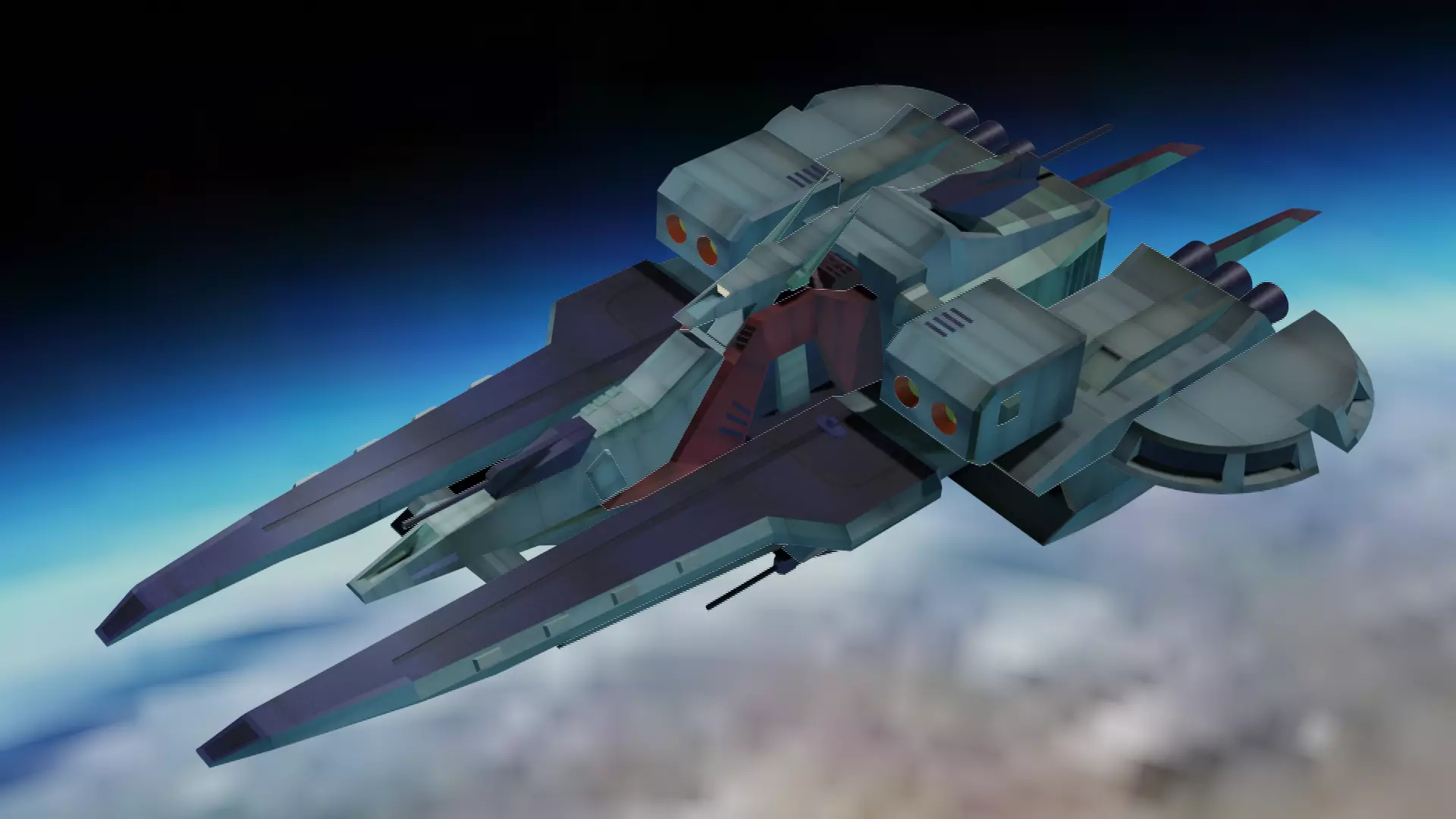 ARGAMA spaceship flying in sky 3D model_0