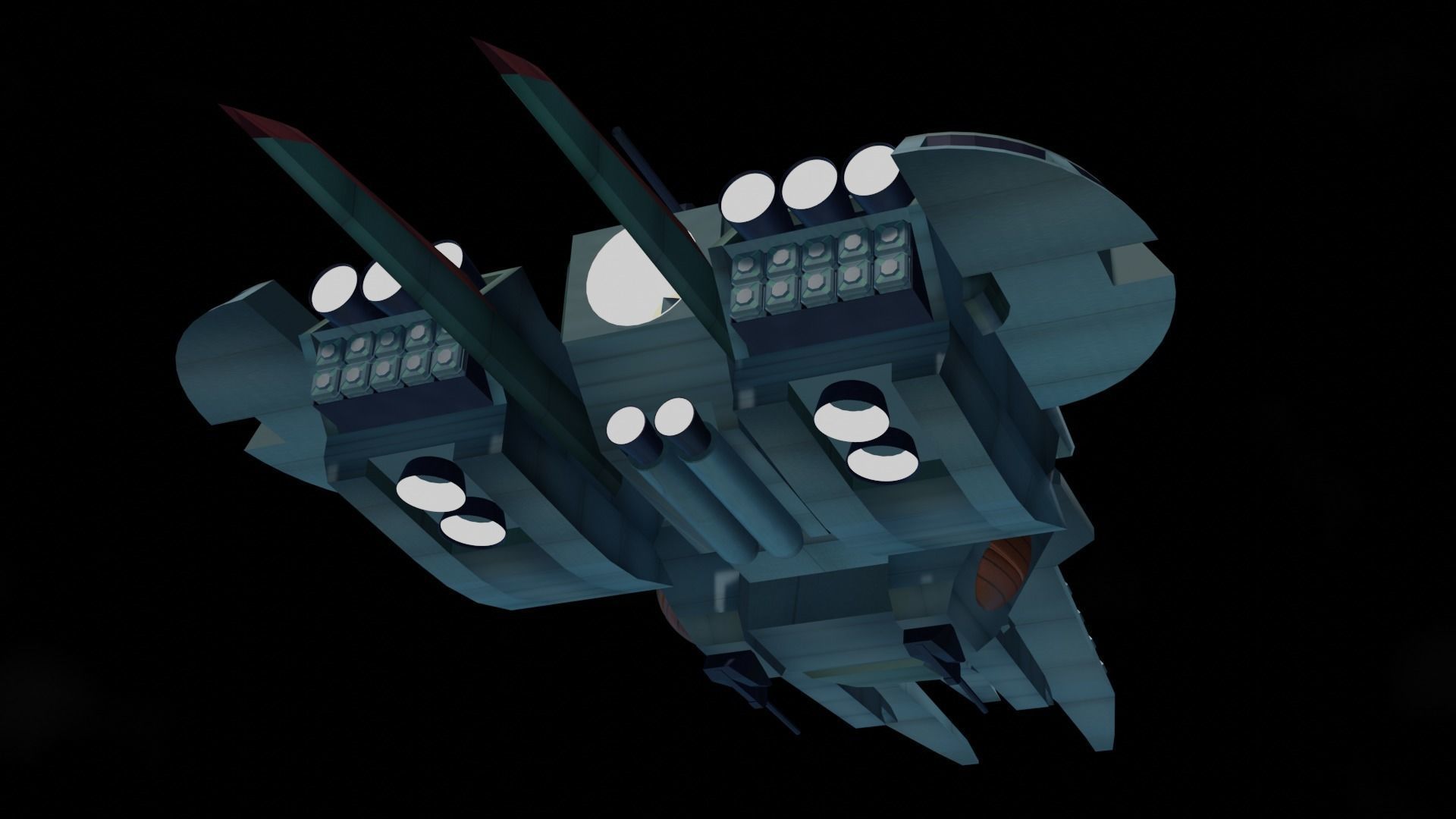 ARGAMA spaceship flying in sky 3D model_13
