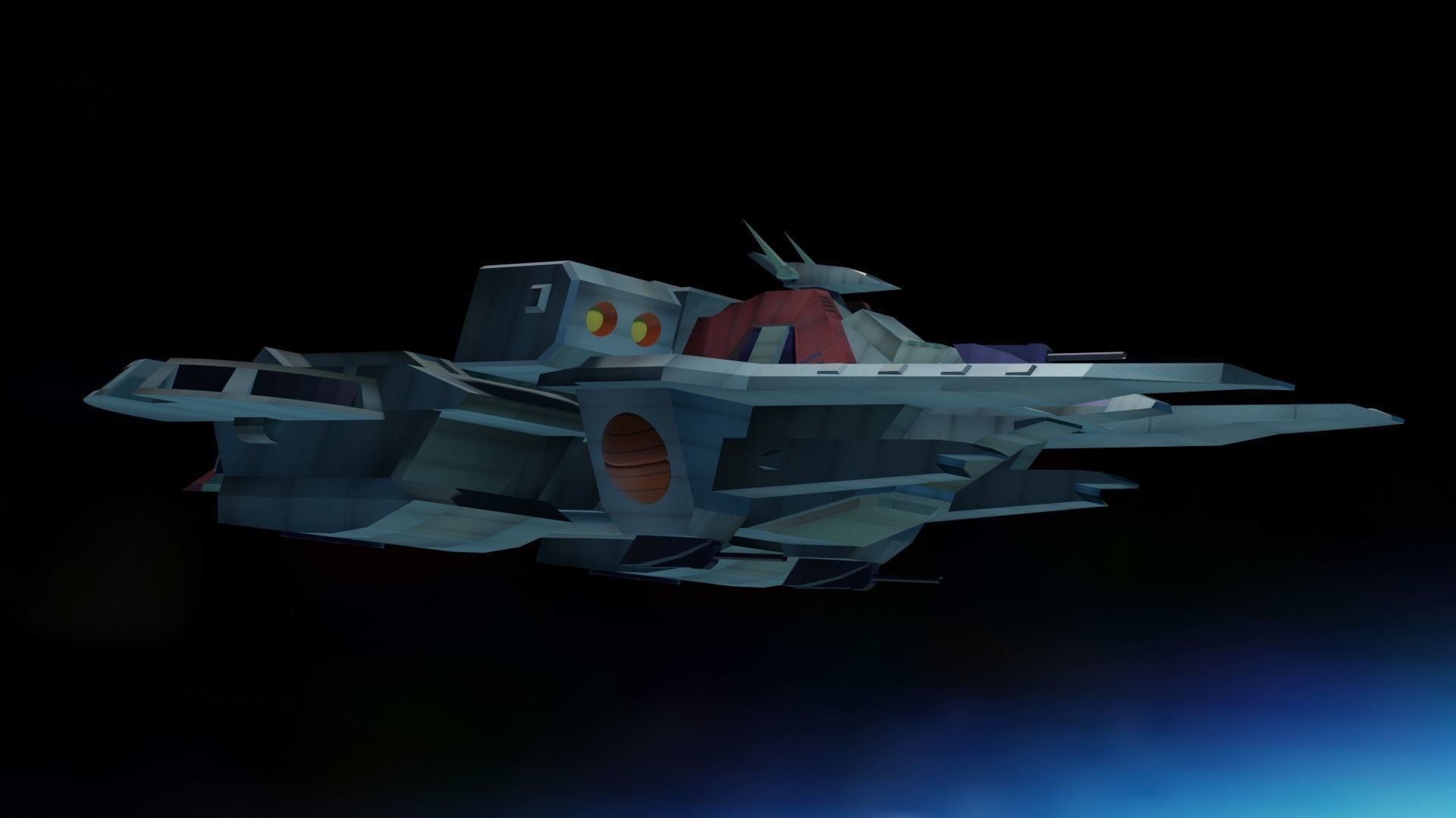 ARGAMA spaceship flying in sky 3D model_14