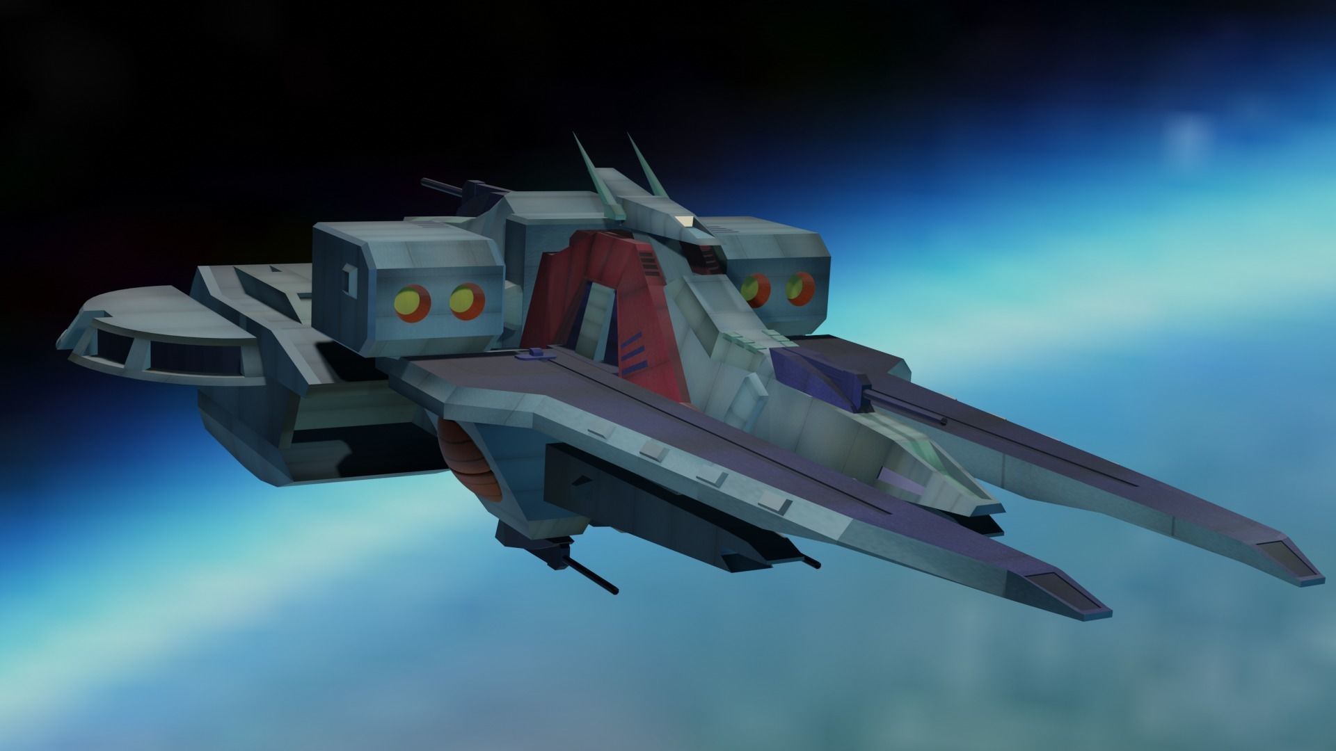 ARGAMA spaceship flying in sky 3D model_16