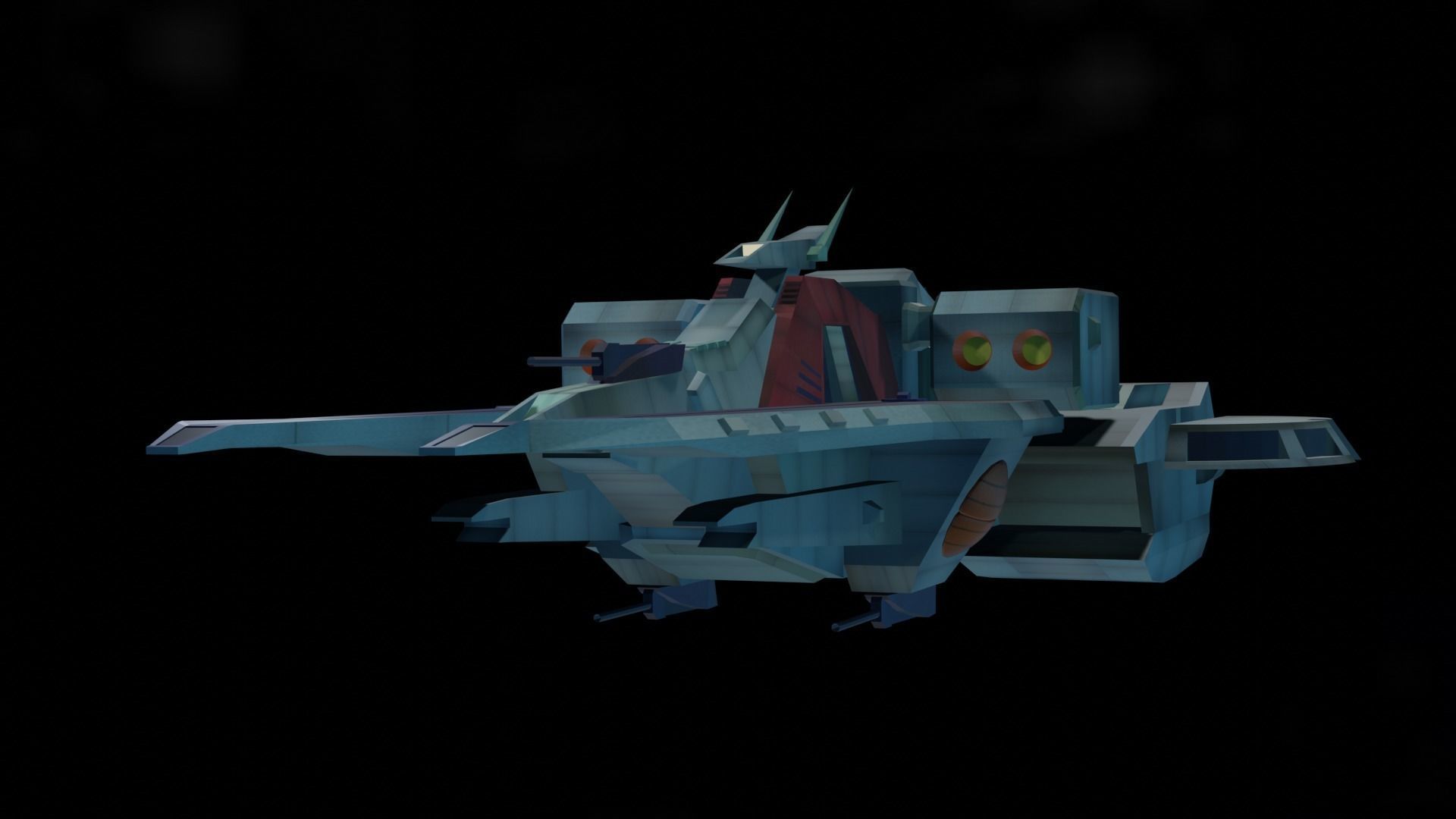 ARGAMA spaceship flying in sky 3D model_8