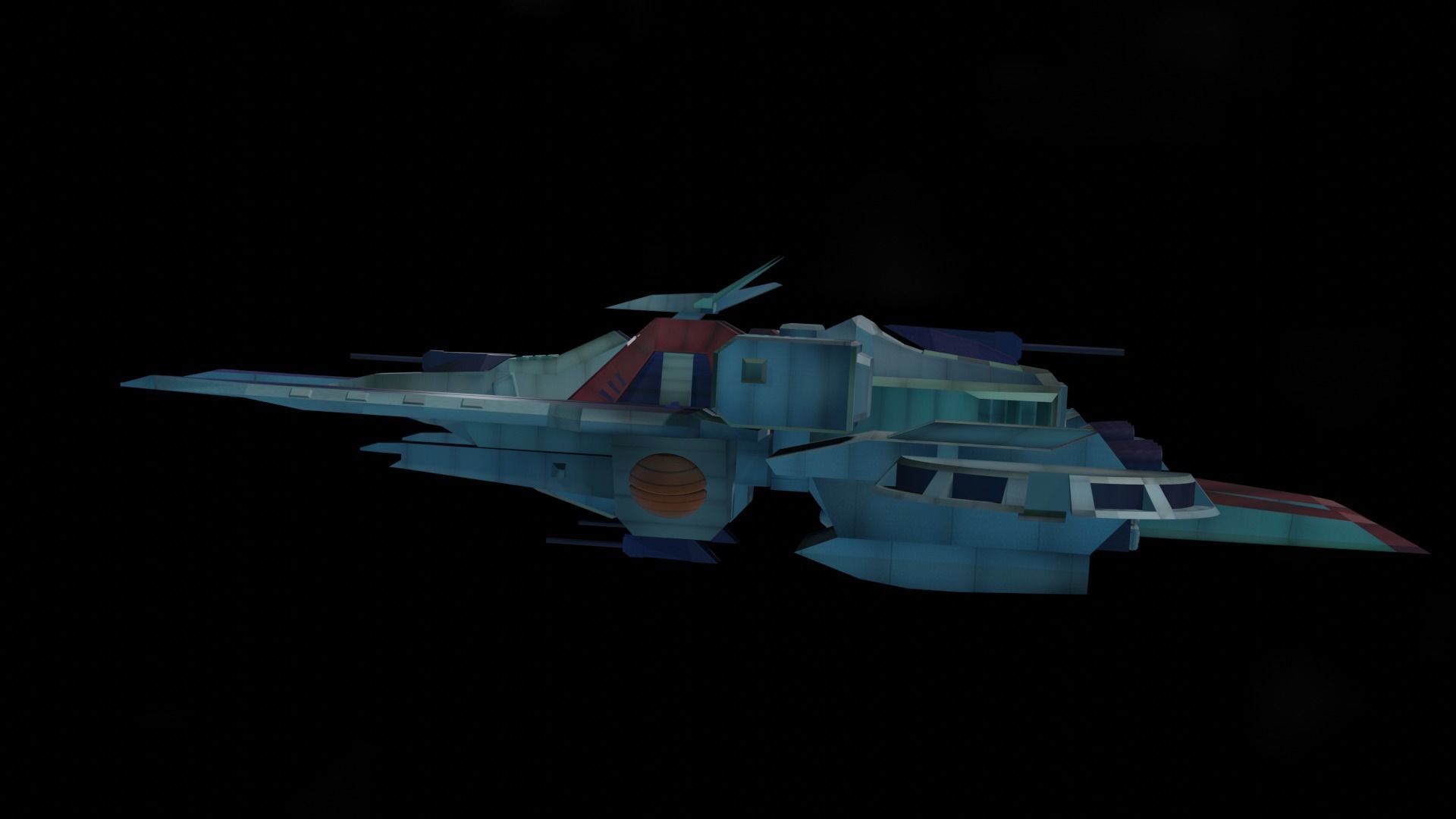 ARGAMA spaceship flying in sky 3D model_3