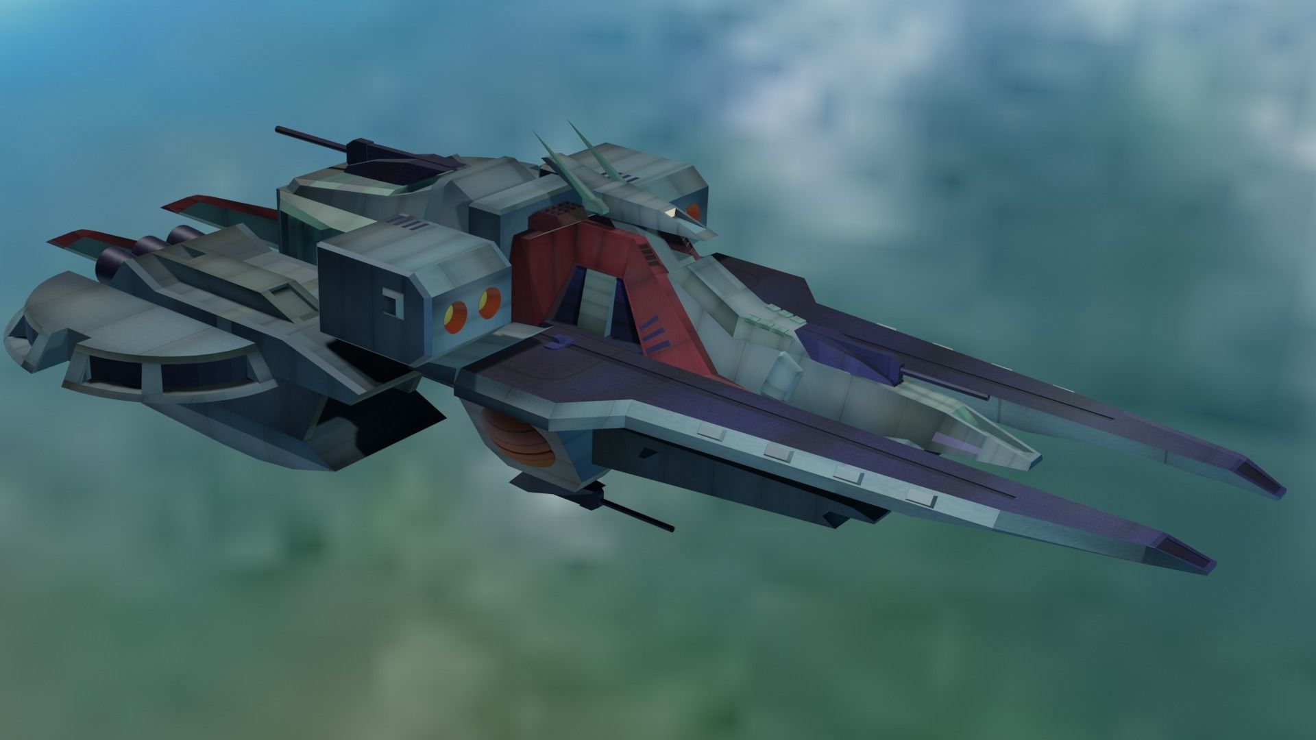 ARGAMA spaceship flying in sky 3D model_15
