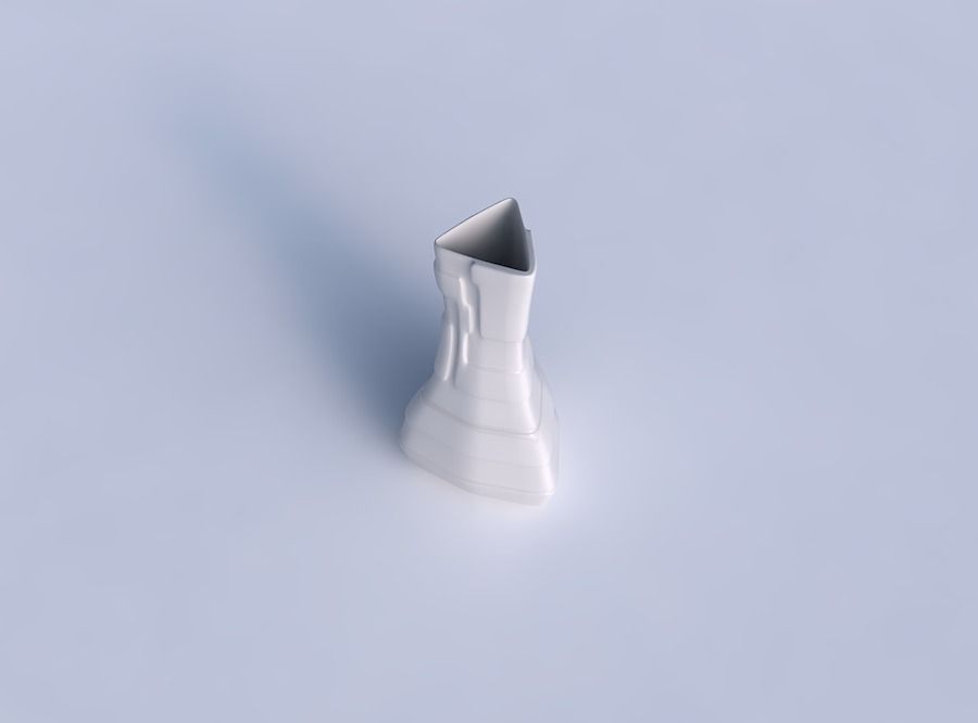 Vase puffy triangle with smooth ribbons 3D print model_1