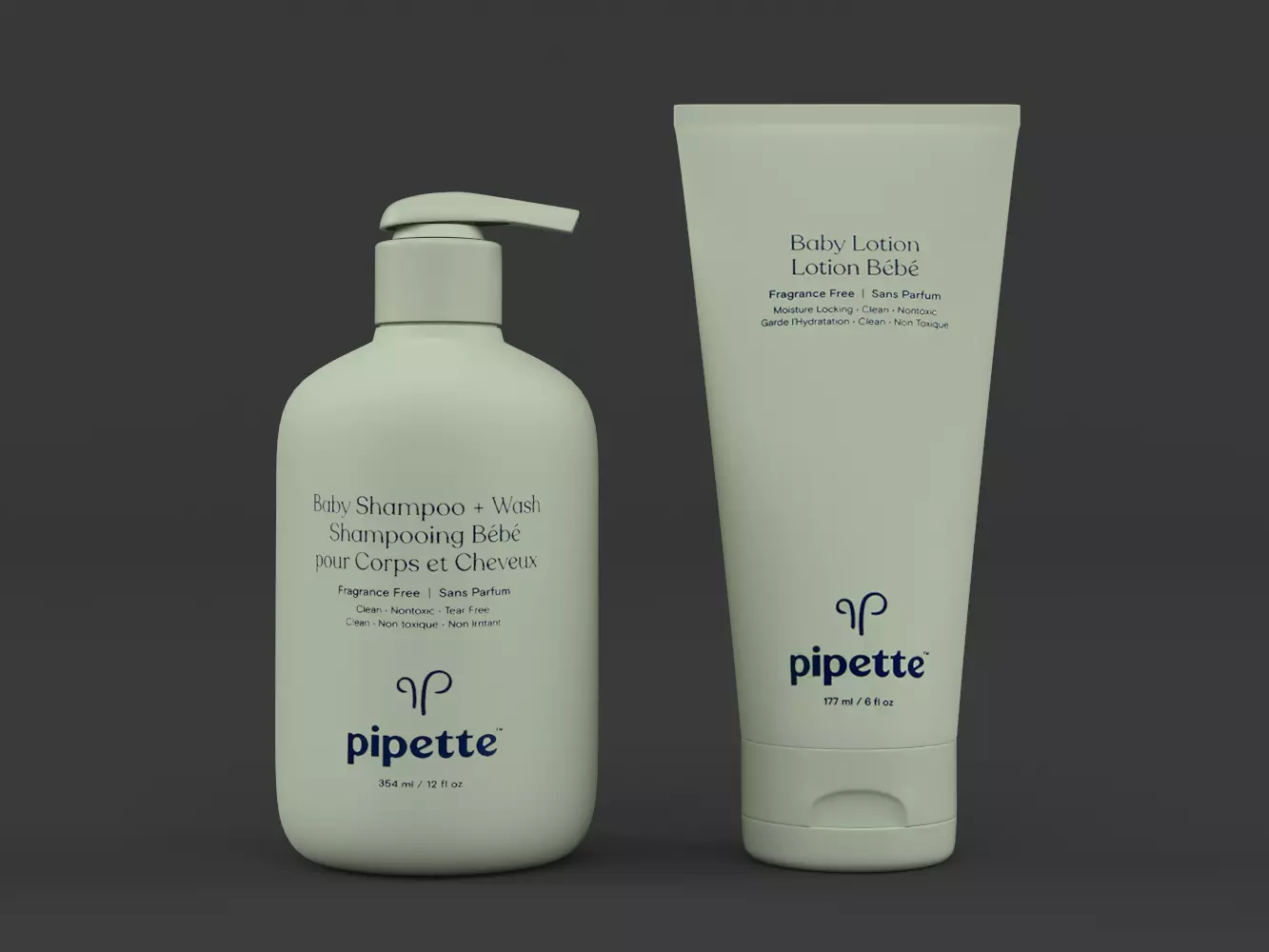 Pipette Baby Shampoo and Lotion 3D model