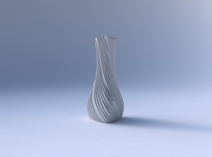 Vase puffy triangle with twisted extruded lines 3D print model_4