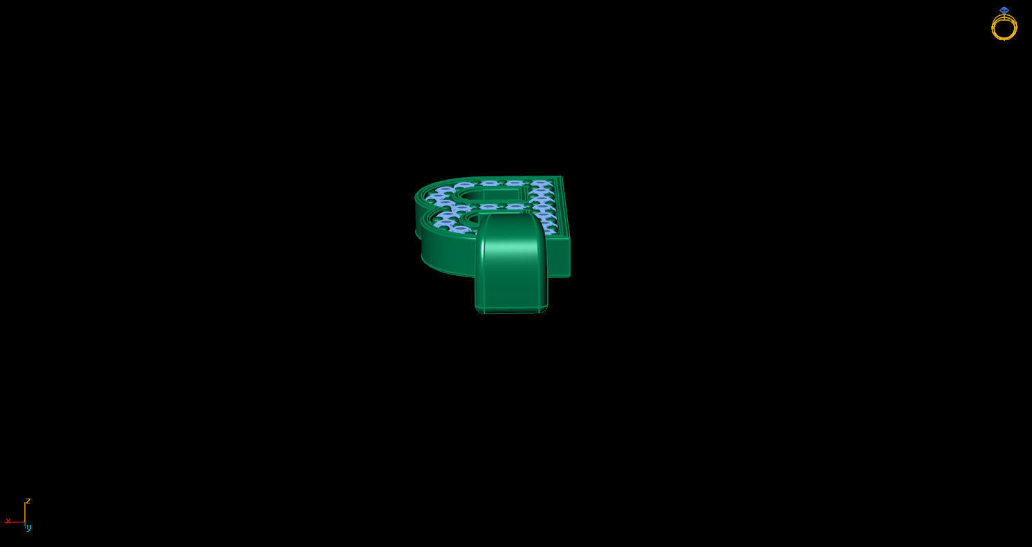 Pendant B letter with diamonds 3D print model_7