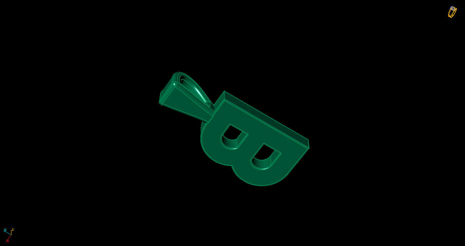 Pendant B letter with diamonds 3D print model_9