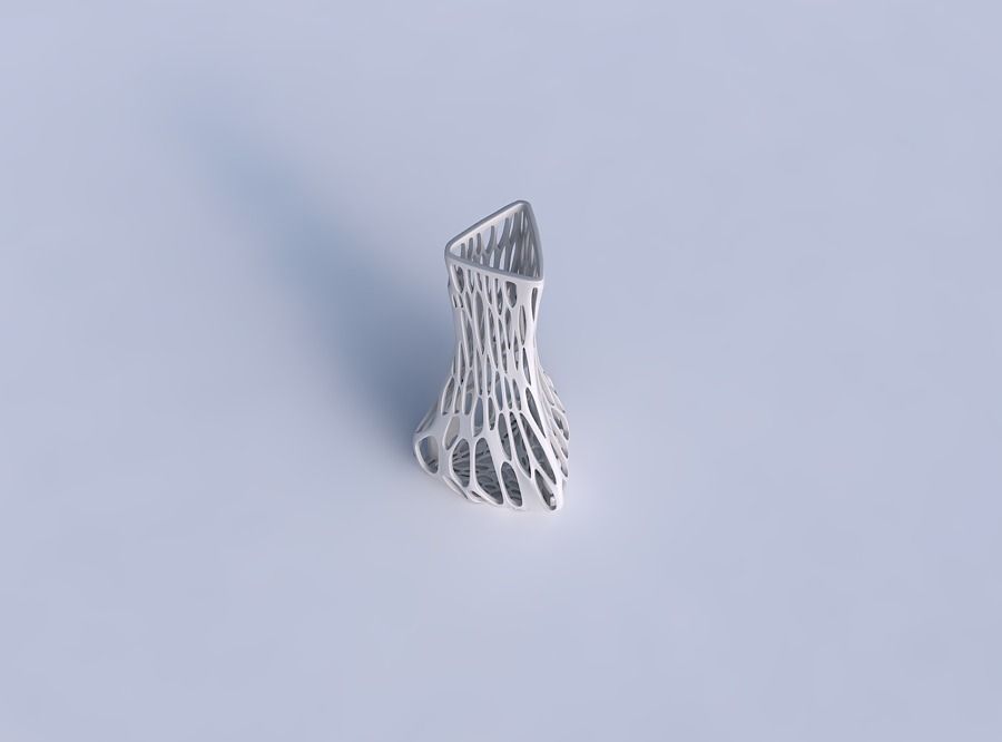 Vase puffy triangle with twisted organic lattice 3D print model_1