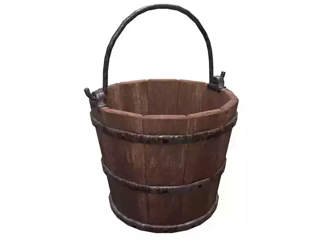 Wooden bucket Free low-poly 3D model