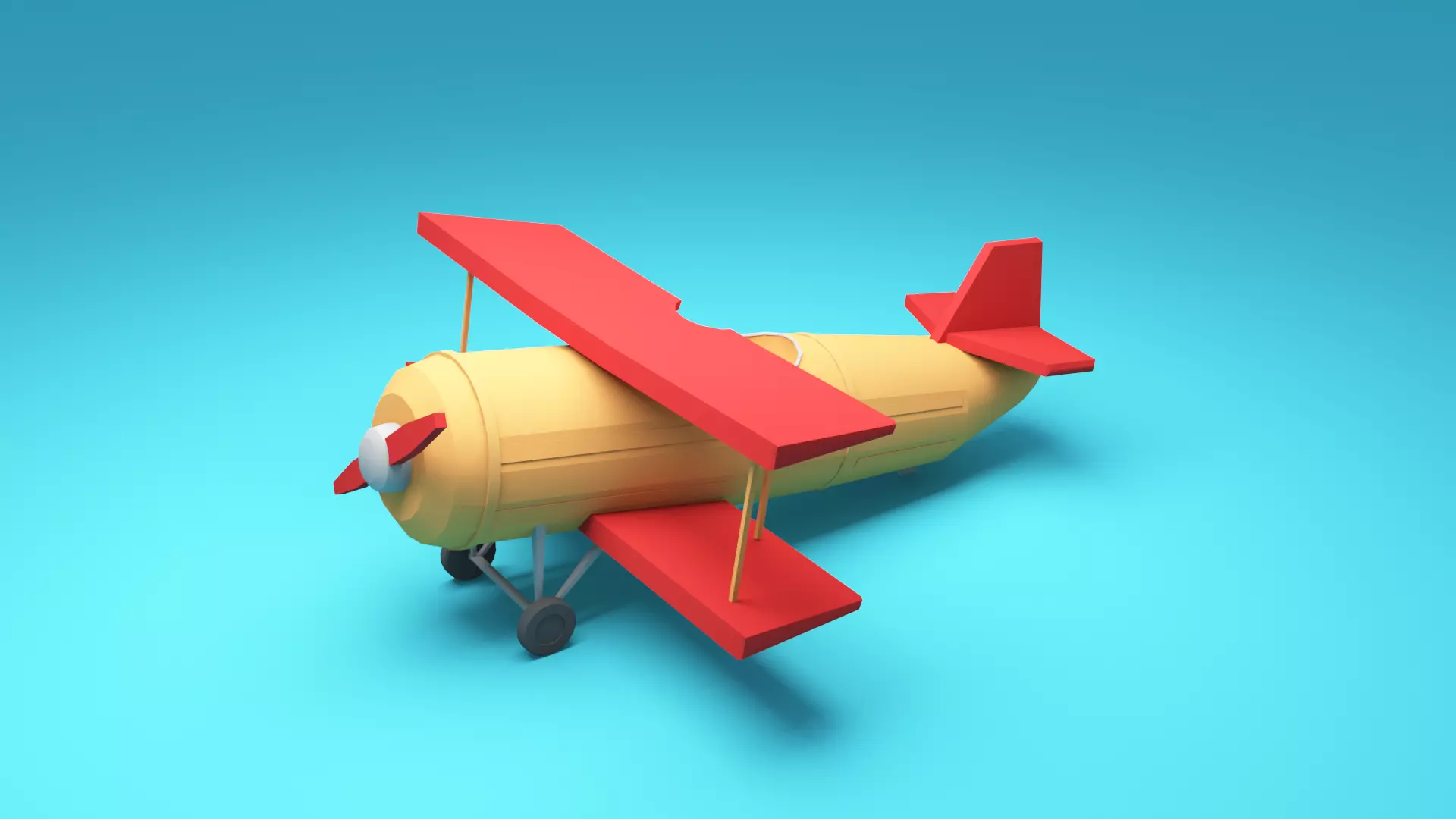 cartoon plane - Low-poly Airplane 3d model Low-poly 3D model_0