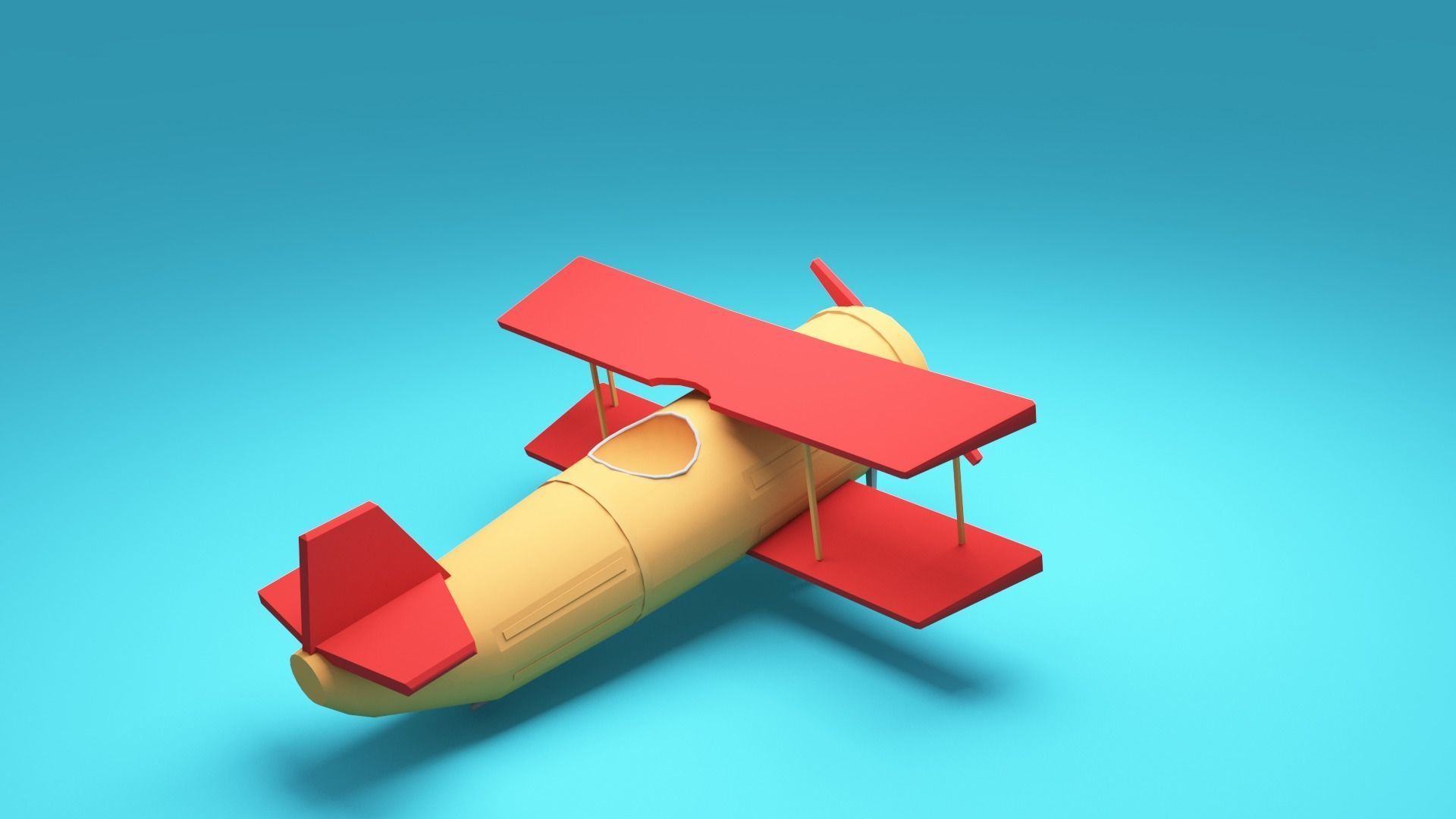cartoon plane - Low-poly Airplane 3d model Low-poly 3D model_4