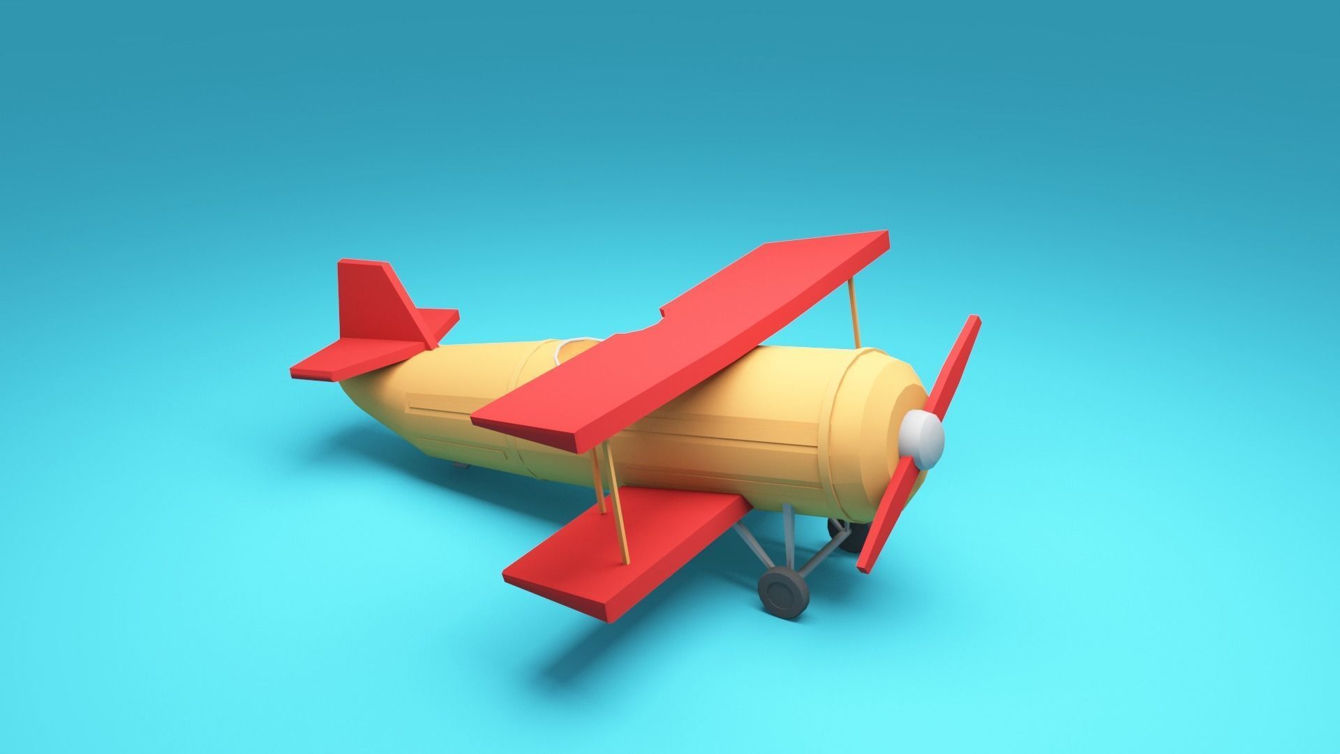 cartoon plane - Low-poly Airplane 3d model Low-poly 3D model_2