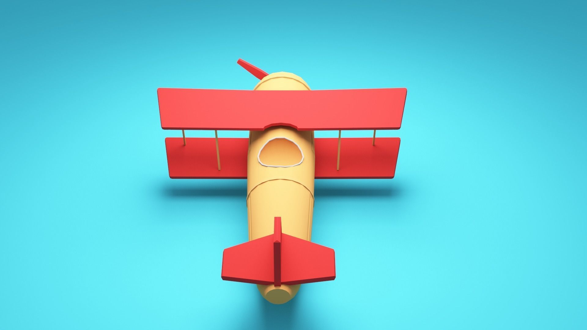cartoon plane - Low-poly Airplane 3d model Low-poly 3D model_5