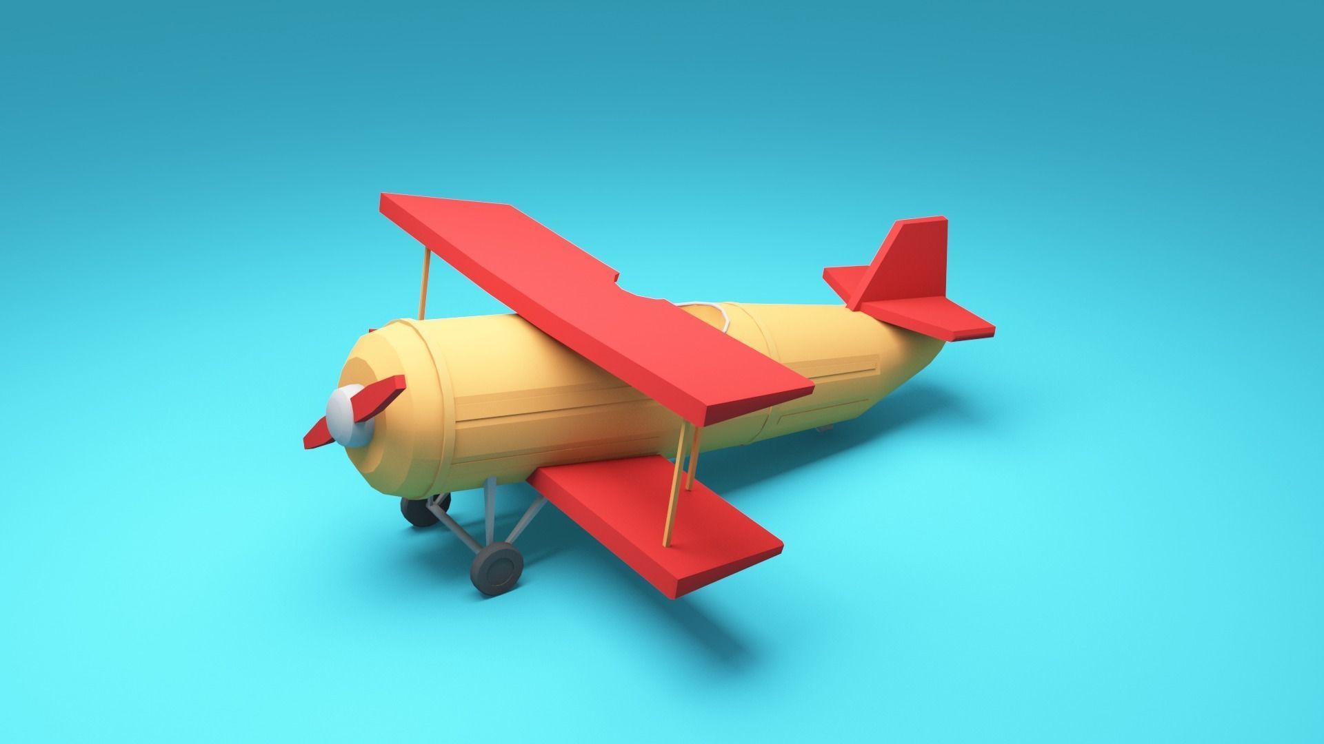 cartoon plane - Low-poly Airplane 3d model Low-poly 3D model_7