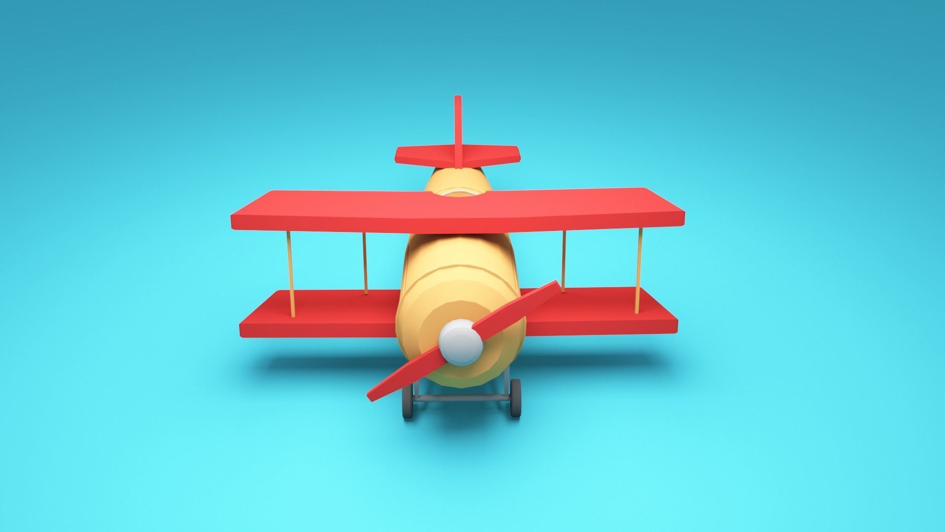 cartoon plane - Low-poly Airplane 3d model Low-poly 3D model_3