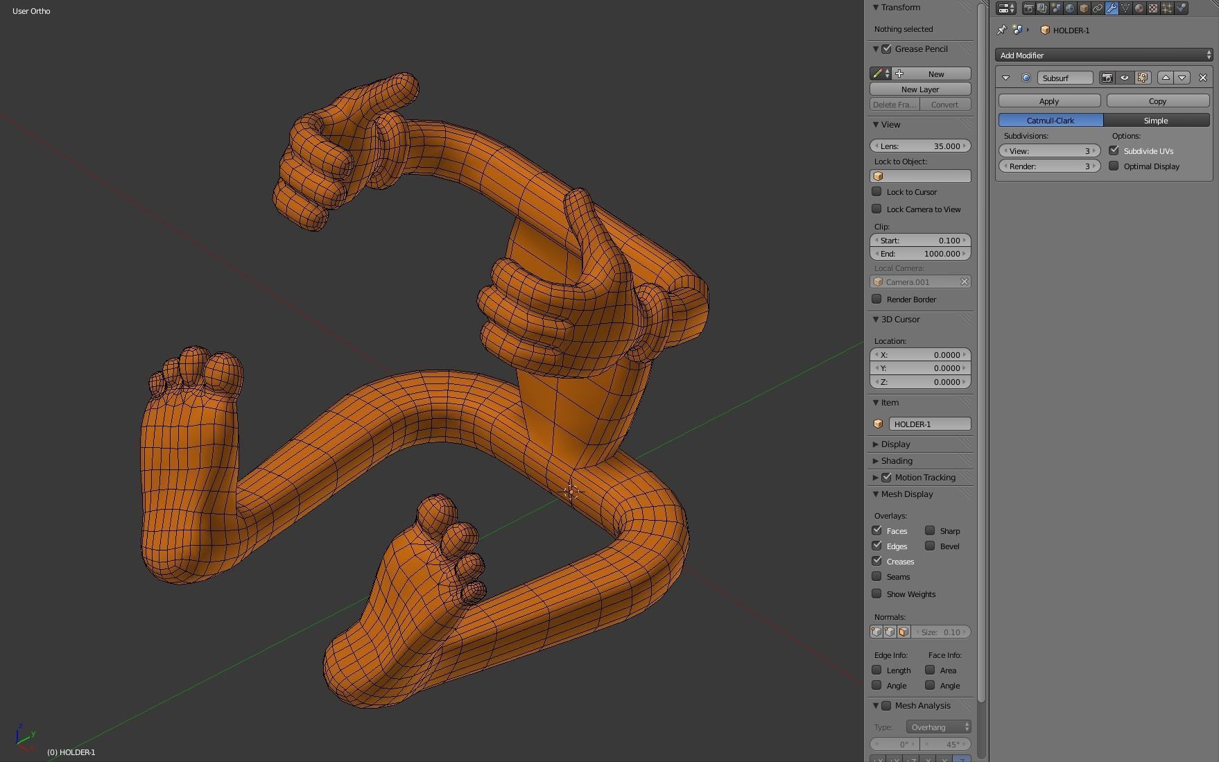 Cartoonish Mobile Holder 3D model_14