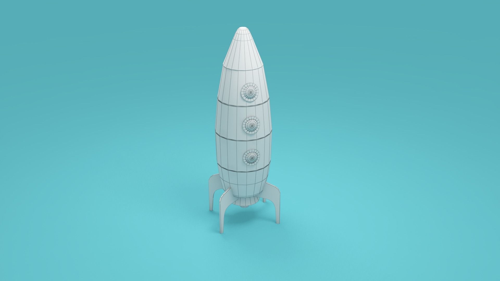 Low-poly rocket - cartoon spaceship Low-poly 3D model_1