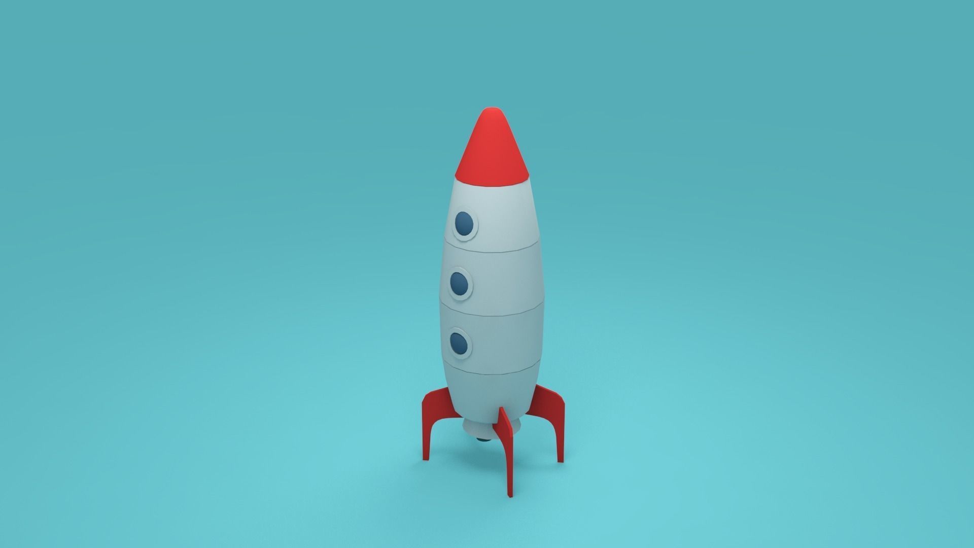 Low-poly rocket - cartoon spaceship Low-poly 3D model_3
