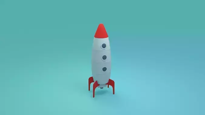 Low-poly rocket - cartoon spaceship Low-poly 3D model