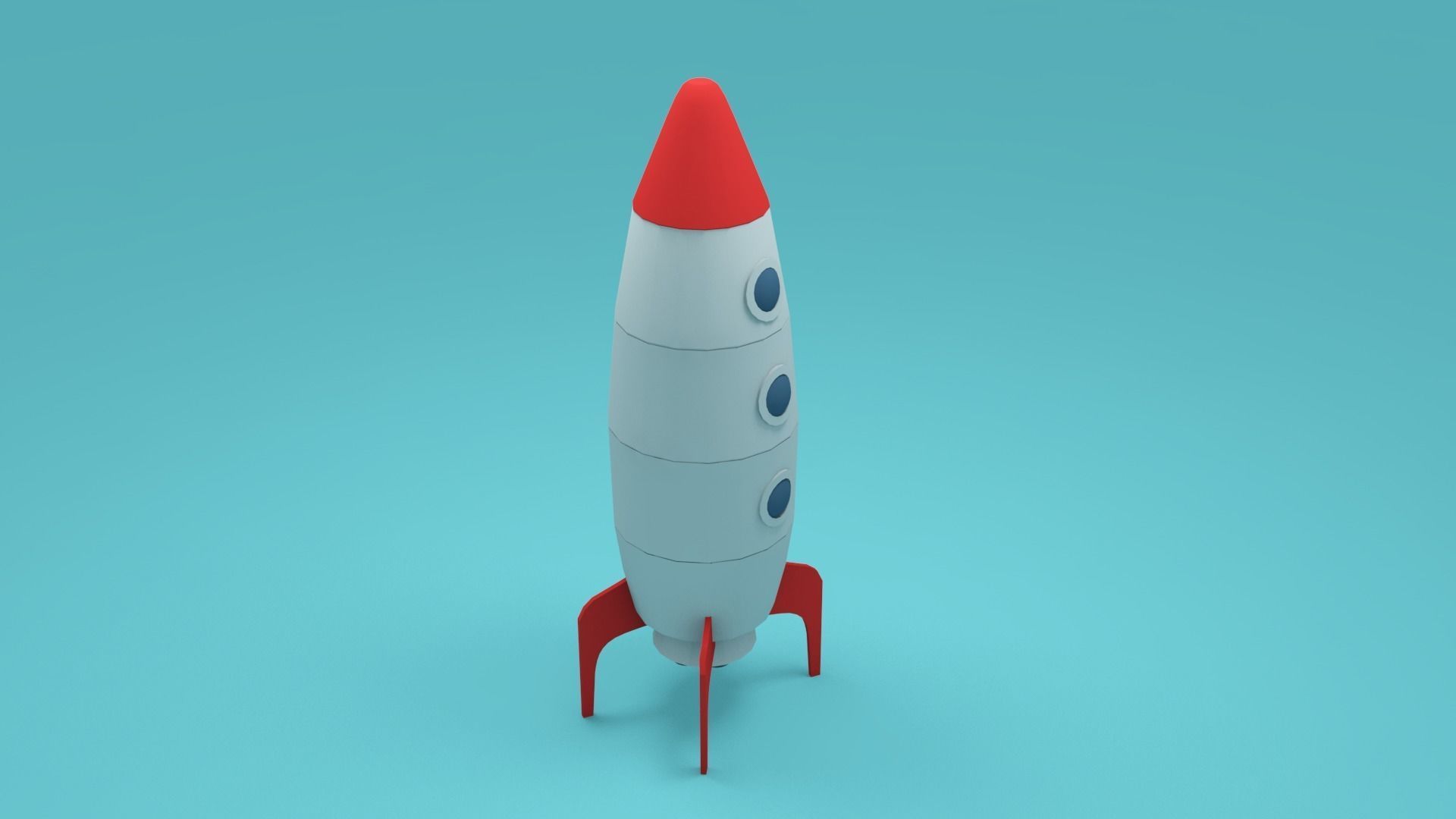 Low-poly rocket - cartoon spaceship Low-poly 3D model_2