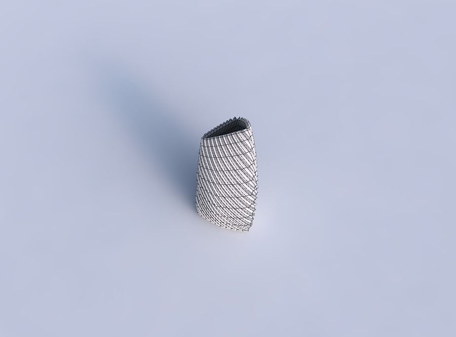 Vase tipped triangle with bent extruded lines 2 3D print model_6