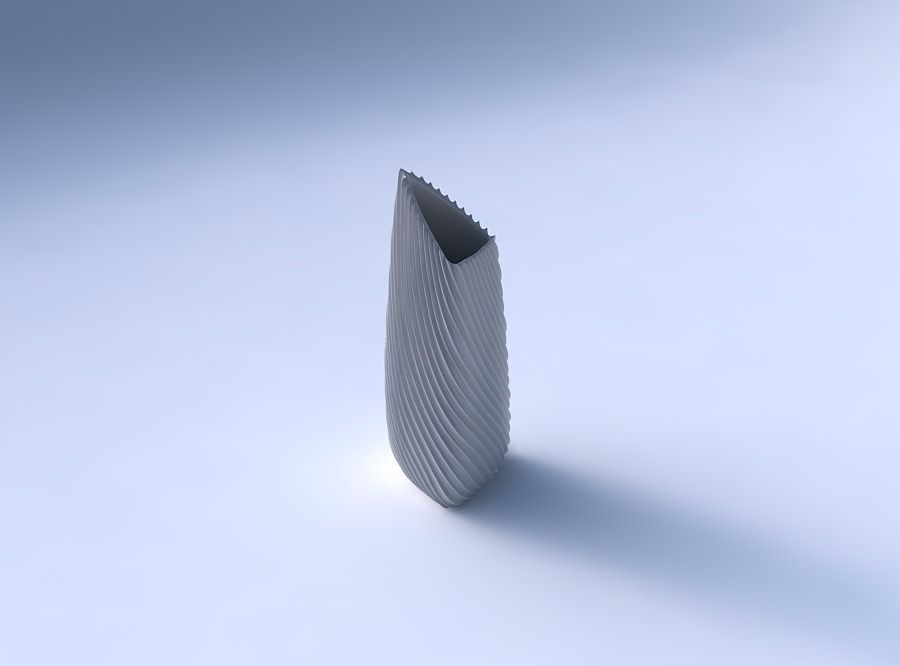 Vase tipped triangle with bent extruded lines 2 3D print model_3