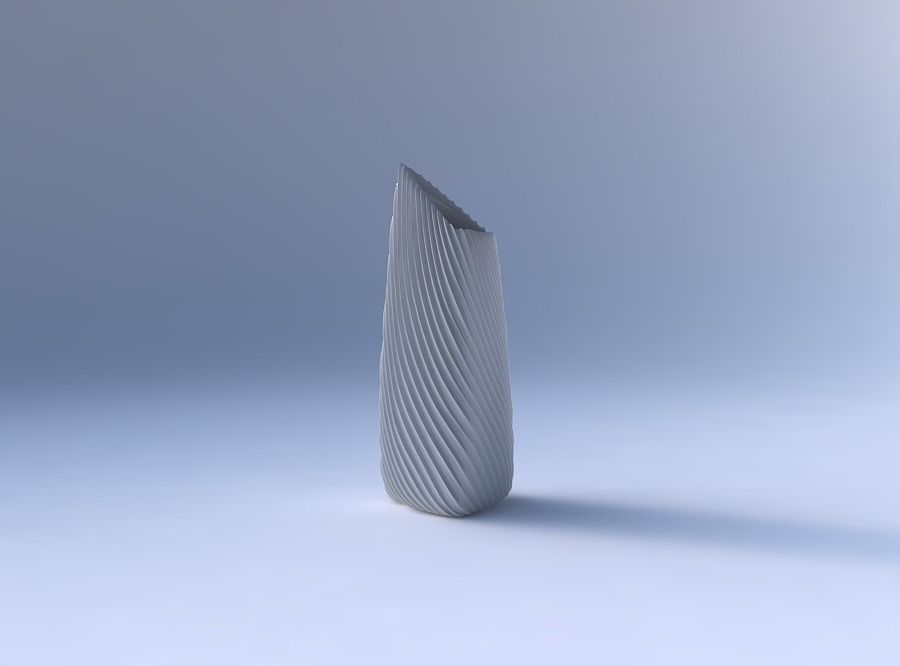 Vase tipped triangle with bent extruded lines 2 3D print model_4