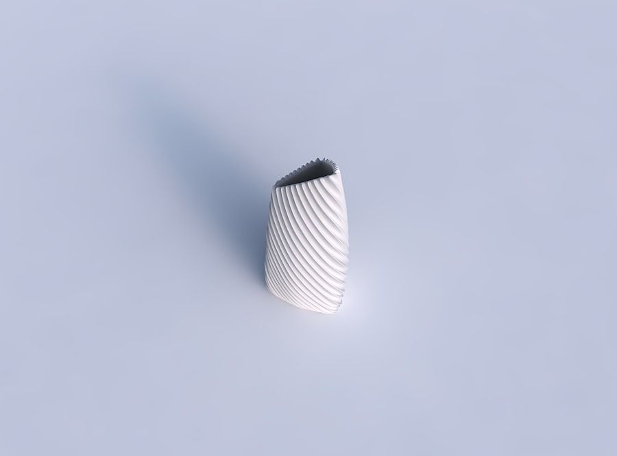 Vase tipped triangle with bent extruded lines 2 3D print model_1