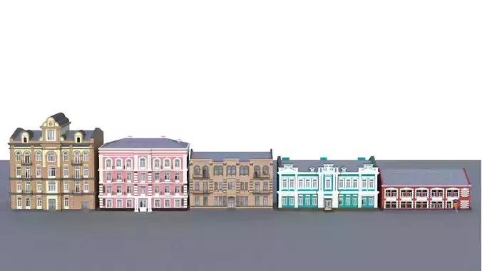 Classical east european houses pack 01 Low-poly 3D model