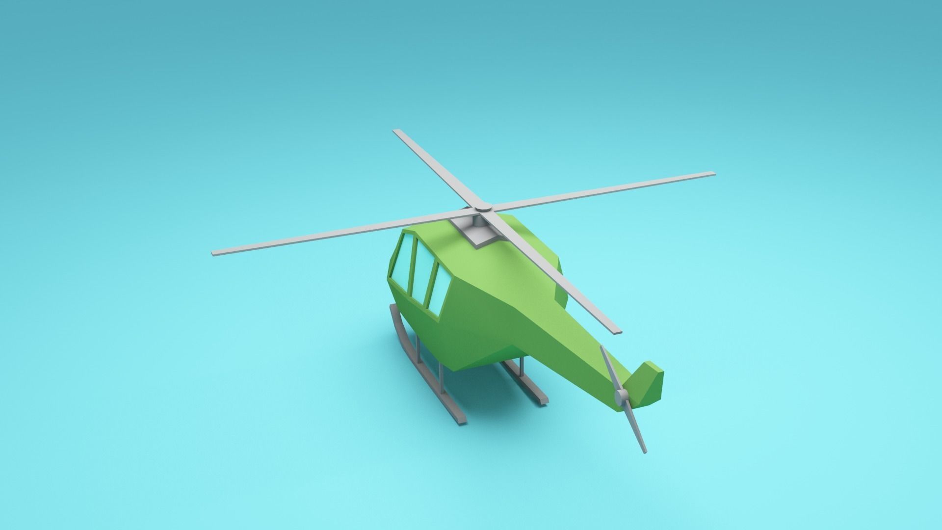 Low-poly cartoon Helicopter - cartoon aircrafts Low-poly 3D model_6