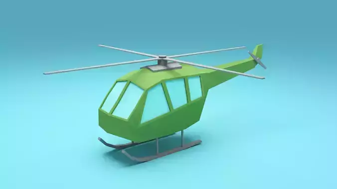 Low-poly cartoon Helicopter - cartoon aircrafts Low-poly 3D model