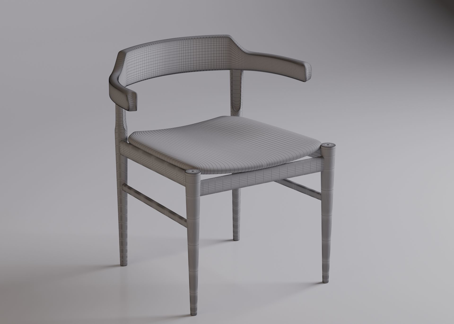Wood Armchair 3D model_4