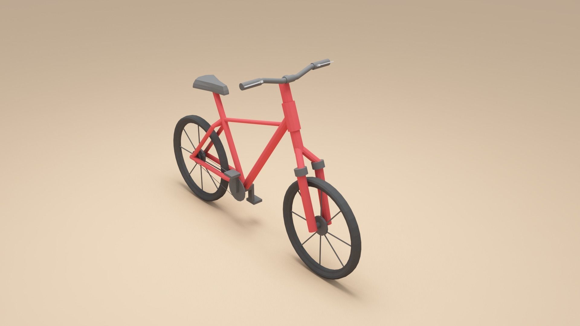 Low-poly Bicycle - Cartoon Bike 3d model Low-poly 3D model_5