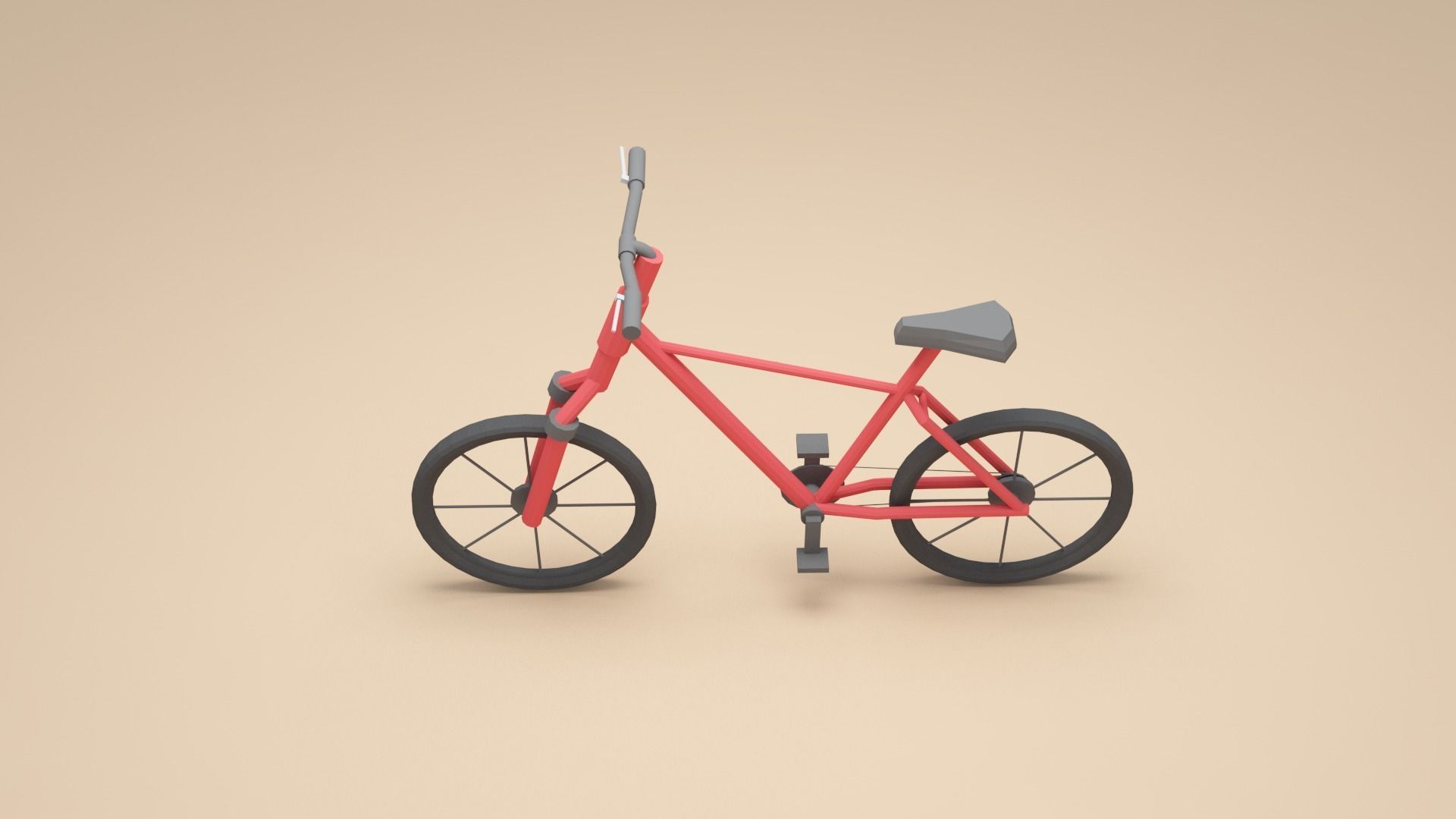 Low-poly Bicycle - Cartoon Bike 3d model Low-poly 3D model_2