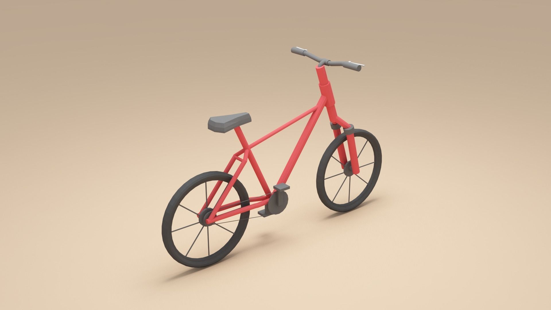 Low-poly Bicycle - Cartoon Bike 3d model Low-poly 3D model_4