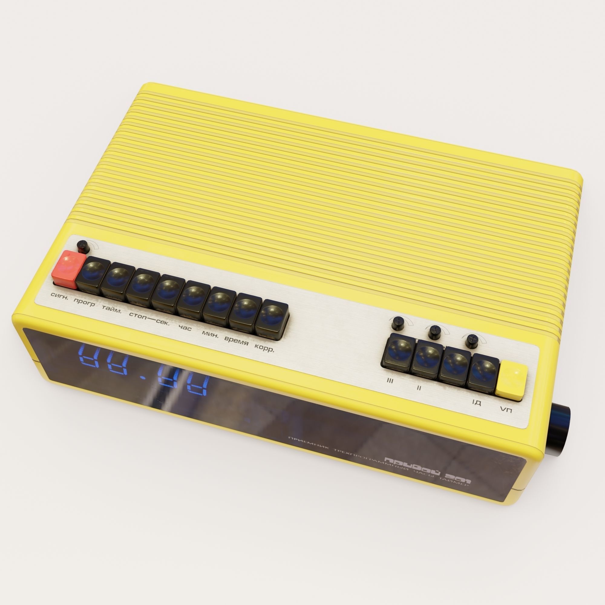 Old radio receiver made in the USSR Low-poly 3D model_2