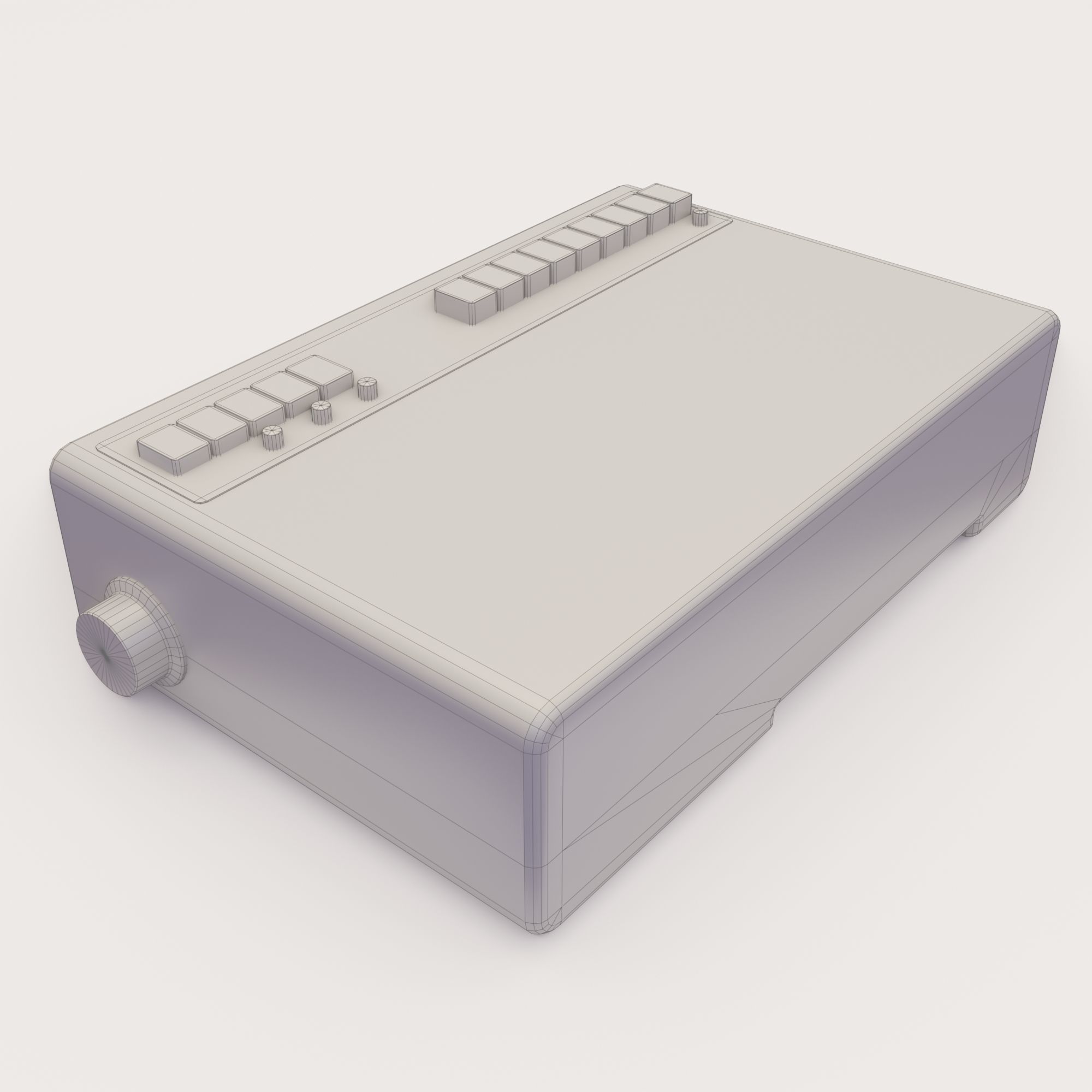 Old radio receiver made in the USSR Low-poly 3D model_7